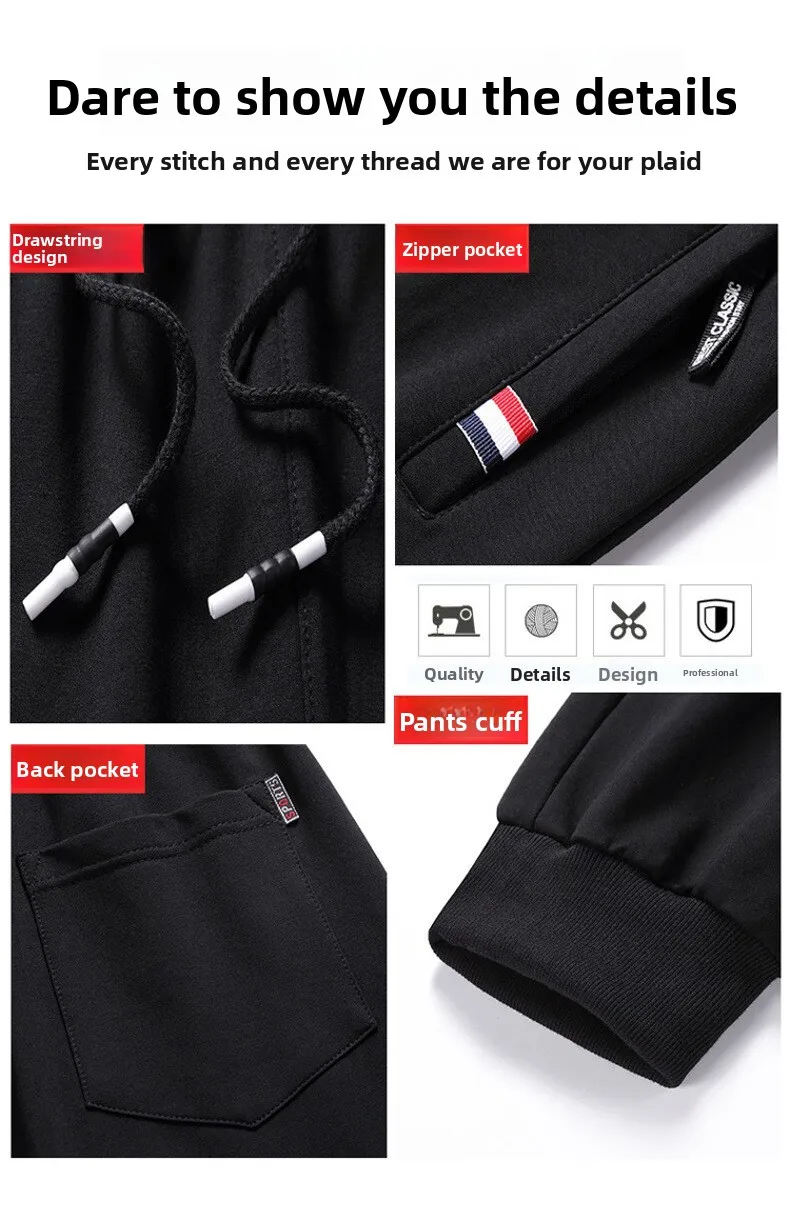 Men’s loose fit cotton jogger pants – plus size 6XL 8XL gym track trousers details