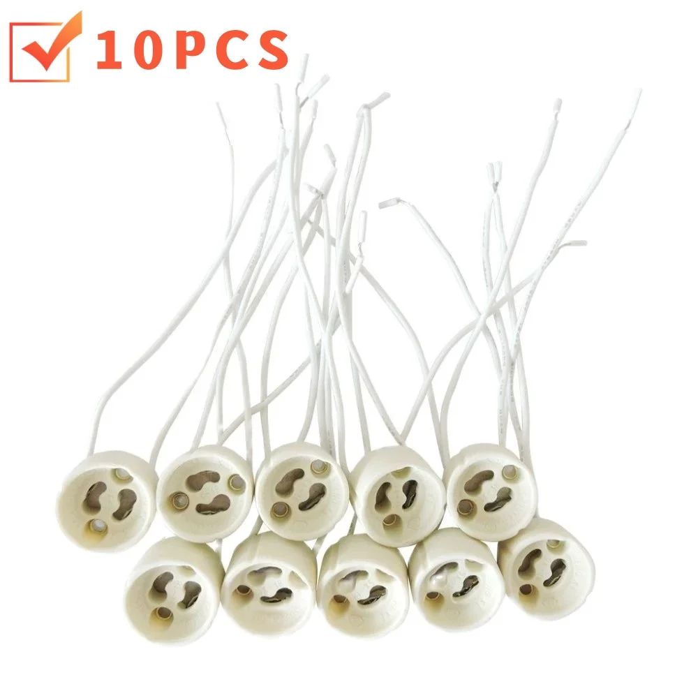 Lamp Holder Lamp Bulb Holder LED Lamp Base 10-50PCS 15cm GU10 LED Bulb Holder Halogen Lamp Holder LED Lamp Ceramic Body Wiring Socket Ceramic Silicone Cable
