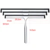 14'' INCH Shower Squeegee Stainless Steel Silicone Wiper Rubber Scrape Bathroom Cleaner Glass Door Hook Remove Stick Blade 2