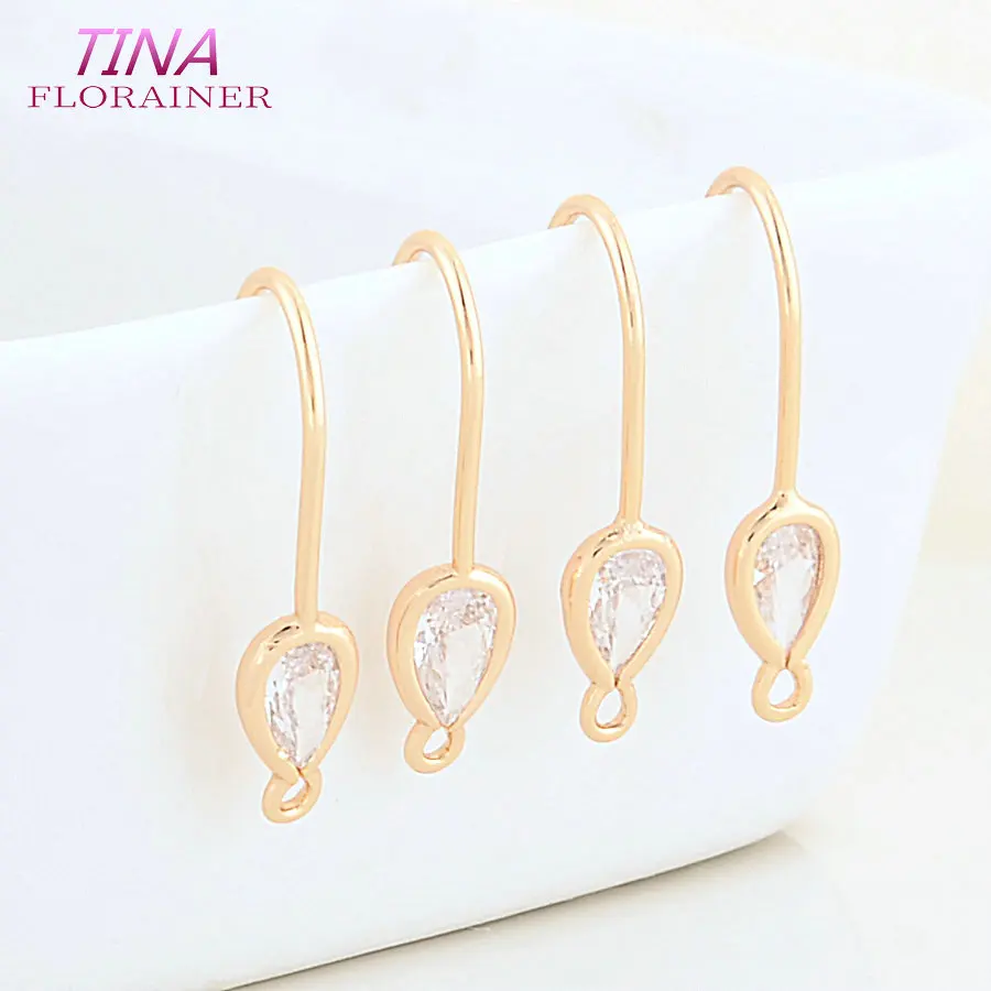 4PCS 4,5*8MM 18K Gold Farbe Messing und Zirkon Tropfen Ohrringe Haken Schmuck Machen Liefert diy Erkenntnisse Zubehör