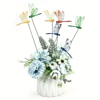 10PCS Colorful 3D Dragonfly Garden Stakes 3