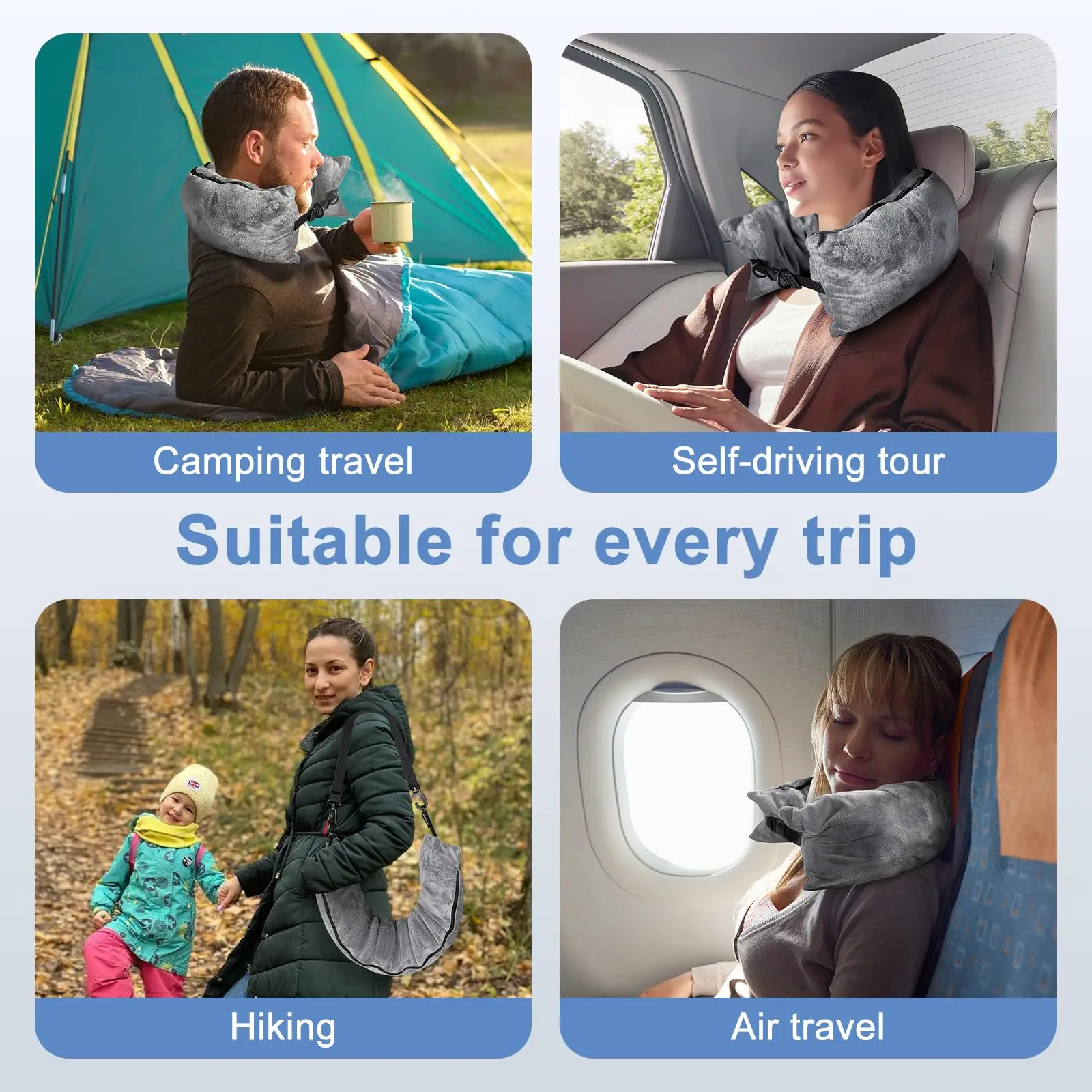 Stuffable Travel Pillow for Extra Luggage Velvet Travel Neck Pillow with Adjustable Neck Multifunctional Sleeping Rest Cushion 3