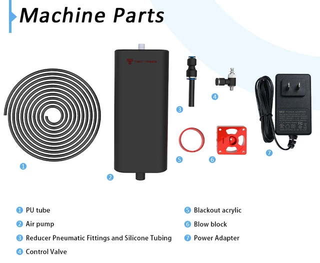 Two trees X1 Air Airflow Assist Kit 10-30L/min Air Assist System Remove Smoke and Dust for TTS-55 Laser Engraver Cutter Machine 4