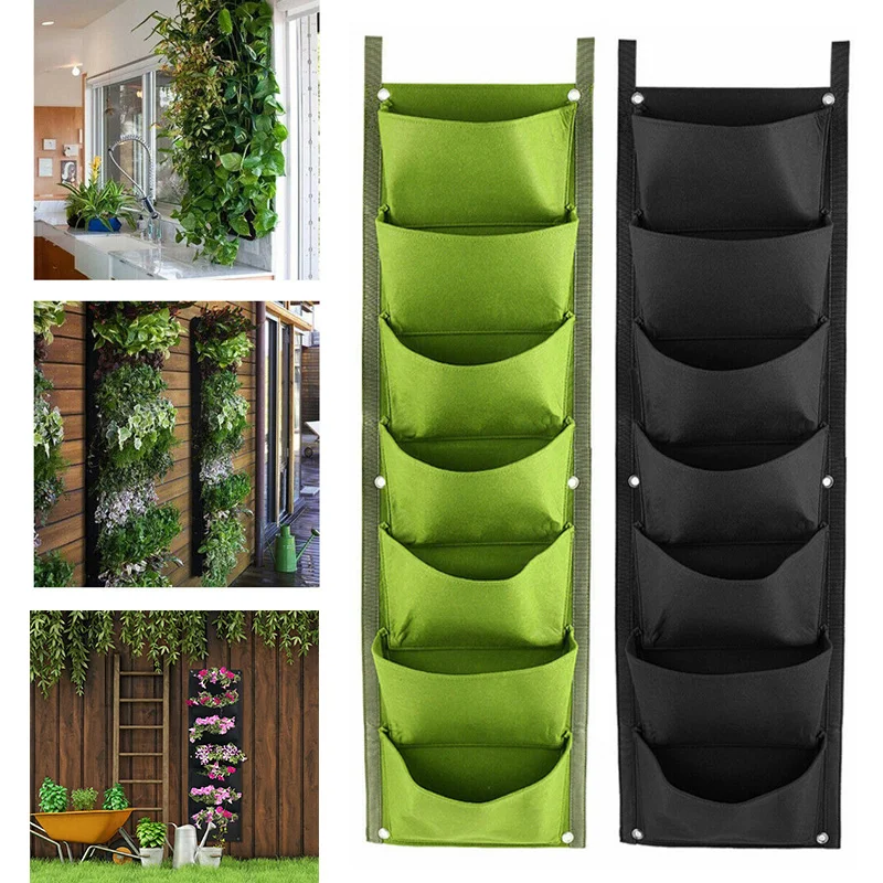 

New 4/7 Pocket Vertical Growing Planting Bag Felt Wall Hanging Flower Vegetable Growing Container Outdoor Indoor Garden Planter