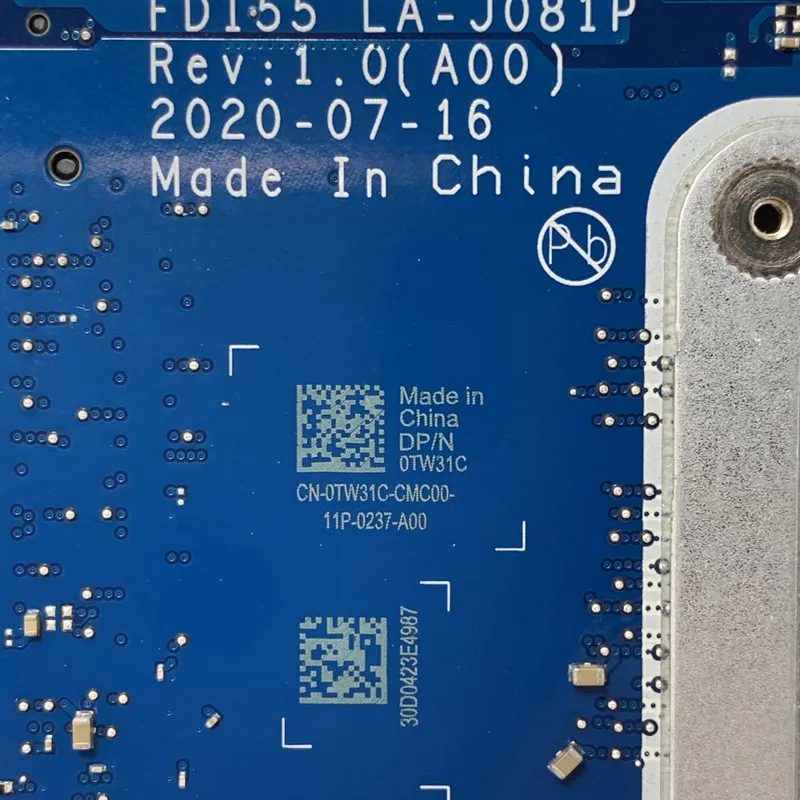 Mainboard para Dell 3501 Computador Portátil Placa-mãe com Srg0s I31005g1 Cpu Fdi55 La-j081p 100 Totalmente Testado Bom Cn0tw31c 0tw31c Tw31c - Imagem 3