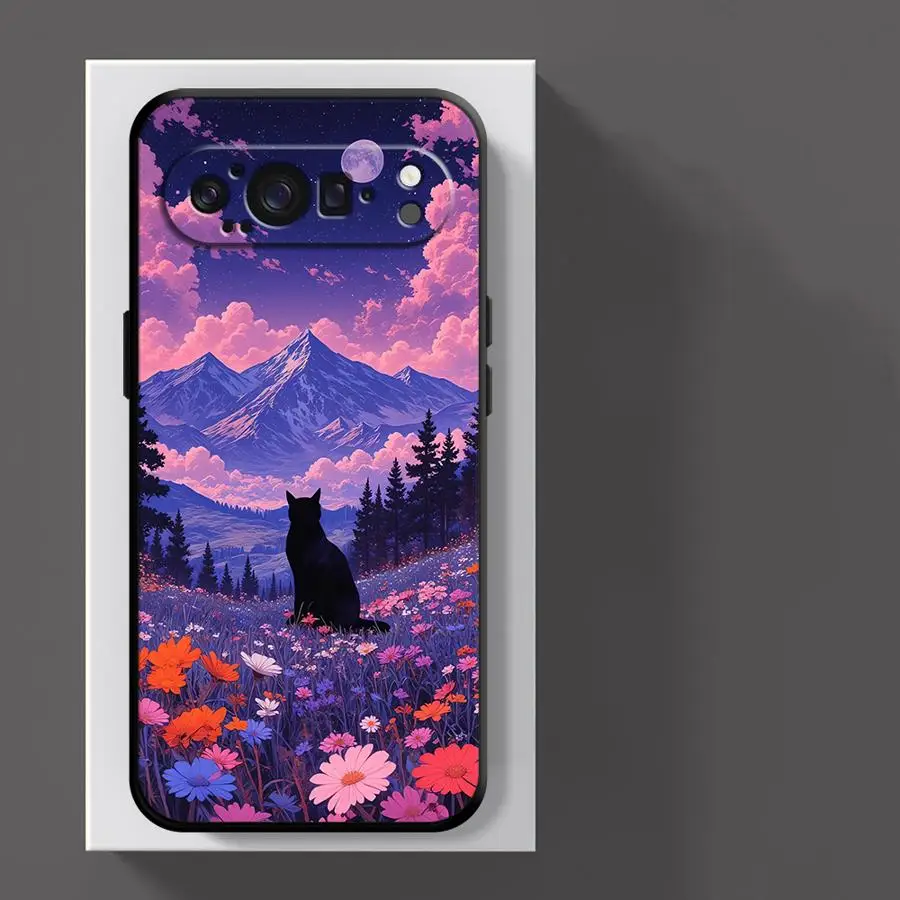 Cartoon Night Sky Cat Phone Cover Case