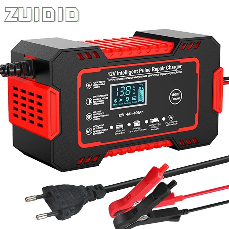 

Car Battery Charger 12V 6A Pulse Repair LCD Display Smart Fast Charge AGM GEL Lead-Acid Charger Auto Moto Electrical Appliances