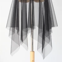 Black White Long Tulle Lace Mesh Skirt Women Petticoat Underskirt Summer Korean Irregular Cover Up Skirt Tutu Skirt For Girl - Image 4