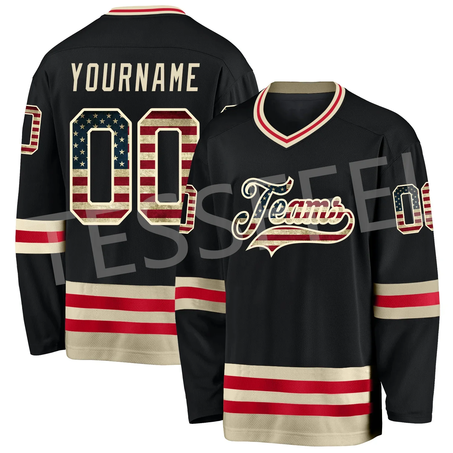 

Drop Shipping Custom Name Hockey Jersey Team Logo Vintage Long Sleeves Retro 3DPrint Pullover Harajuku Casual Sweatshirts AX20