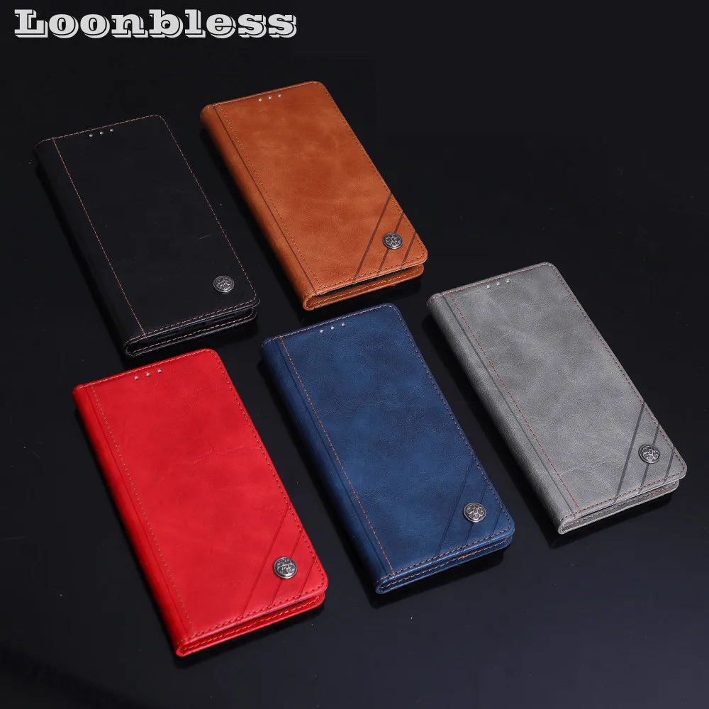 Leather Flip Wallet Phone Case with Card Holder and Magnetic Closure
