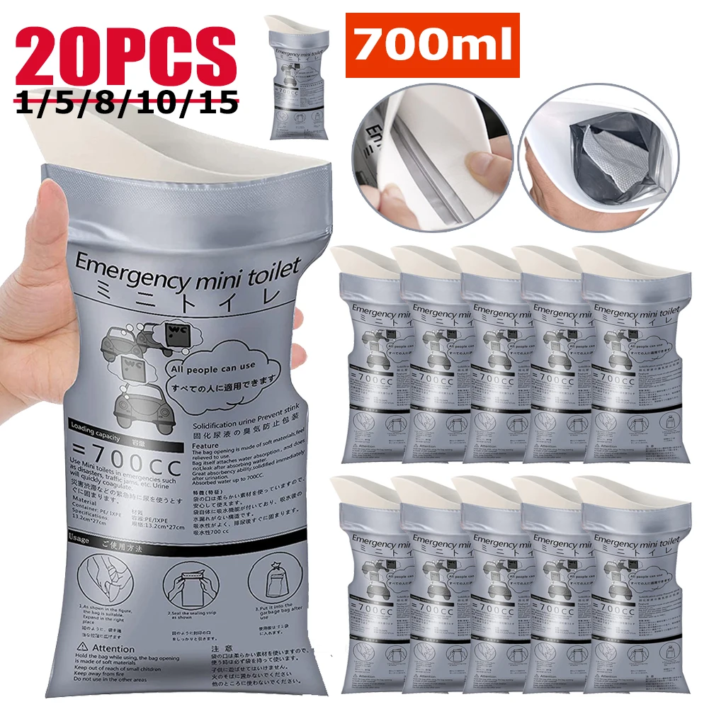 Portable Urine Bag Outdoor Emergency Urinate Bags 700ml Disposable Travel Mini Mobile Toilet Unisex Pee Bag for Baby Women Men
