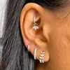 1pc Dangle Earrings For Women Zircon Crown Pendant Silver Color Stainless Steel Hoops Ear Cartilage Rook Piercing Jewelry CC193 5