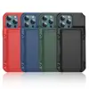 For iPhone 13 Pro Max Case Shockproof Armor Slide Card Holder Cover For iPhone 14 15 12 11 Slot Store 4 Cards Wallet Phone Funda 6