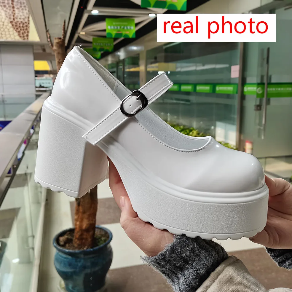 White Vintage Mary Jane Platform Shoes White Shoes Heels Lolita - Main Image