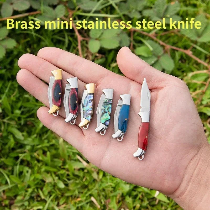 

Stainless Steel Knife Mini Folding Pendant Pocket Brass Self Defense Detachable Express Portable Fruit Knife Keychain Gift