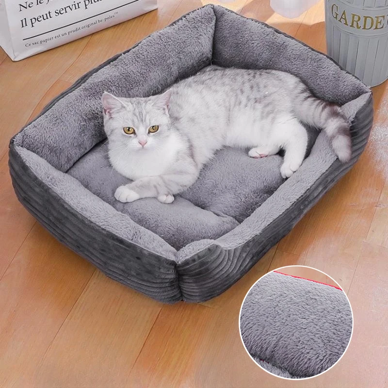 Pet Square Bed For Dog Cat Peluche Kennel Medium Small Dog Sofa Bed Cushion Pet Calming Dog Mats House Pet Supplies Accessori