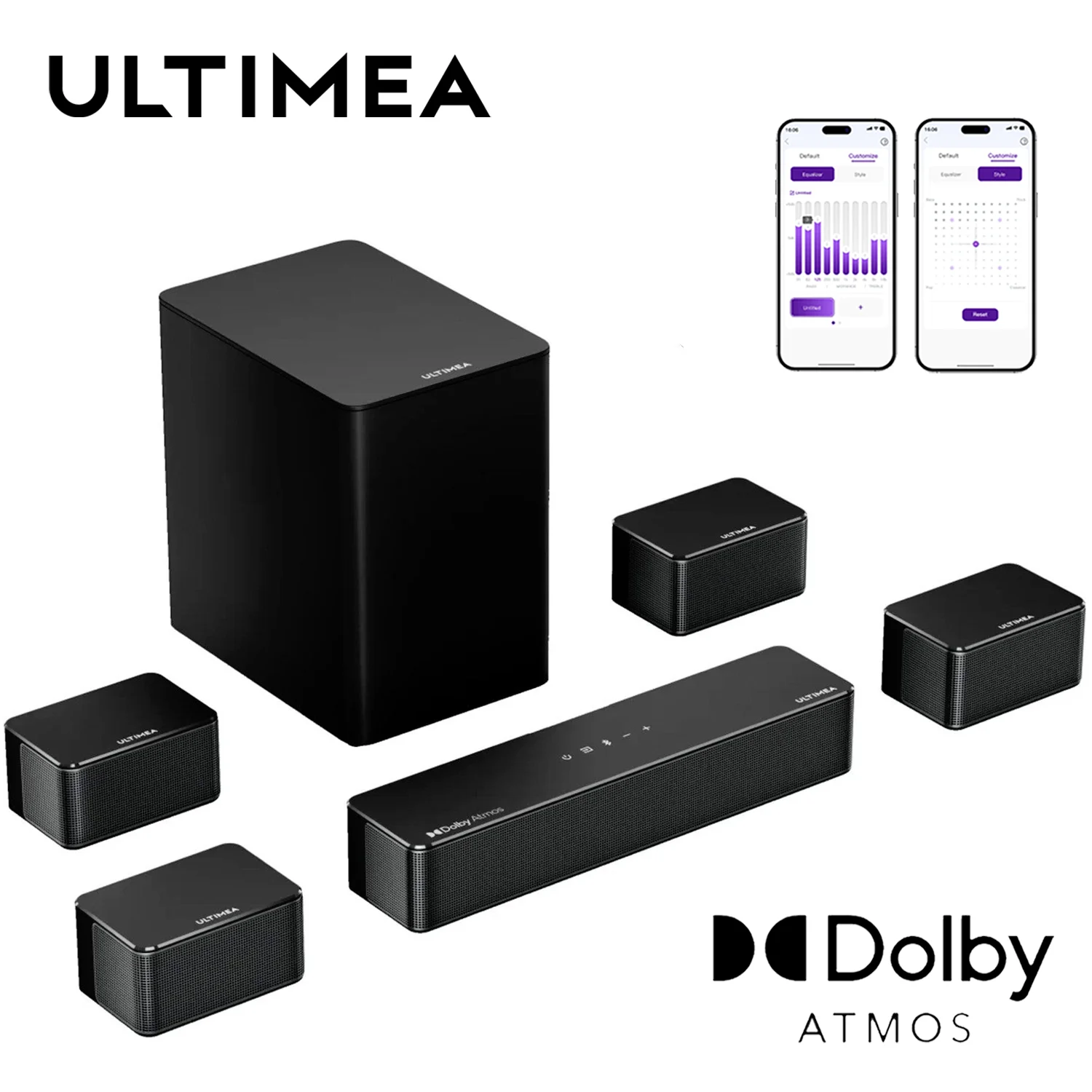 ULTIMEA 7.1 サウンドバー、ドルビーアトモスとアプリコントロール付き