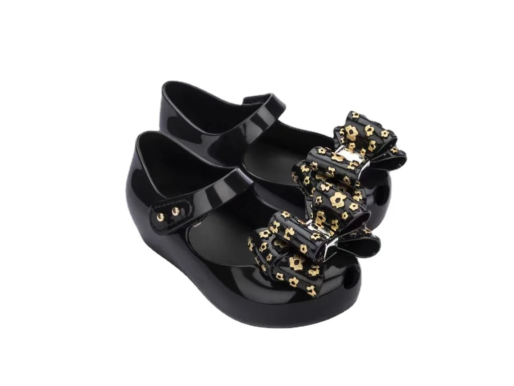 Mini Girl Sandals 2024 Kids Sparkle Bow Summer Shoes for Children Sandals Waterproof Non-slip Beach Sandals Melissa Shoes HMI087 4