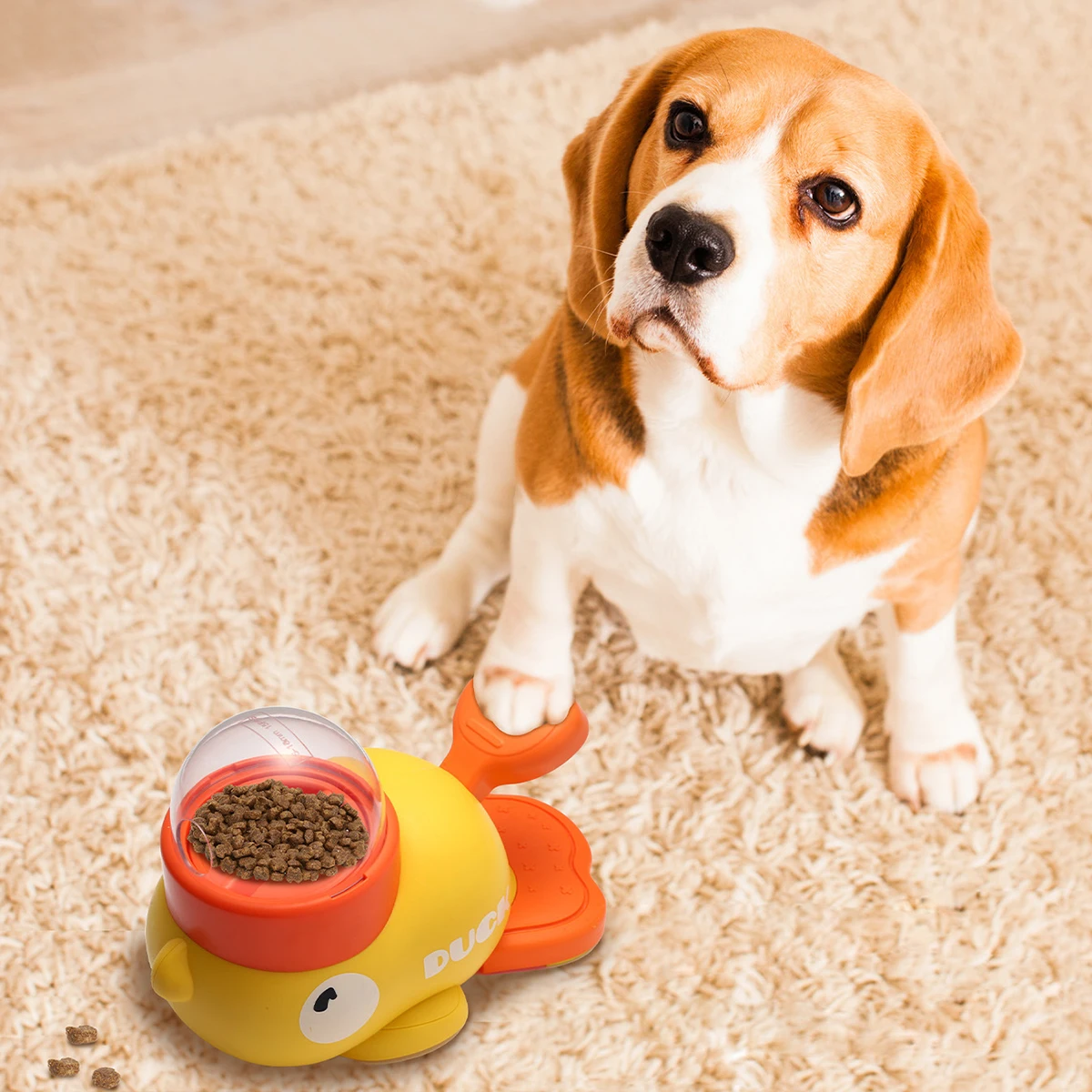 Automatic Pet Feeder for Dogs Cats Food Dispenser with Leak Proof Design Fun Human Pet Toys Yellow Duck Feeding Supplies 3