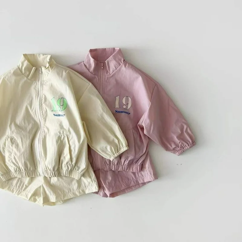 

Baby Boys Girls Clothes Children Toddler Sun Protection Jacket Costume Kids Tracksuits Letter Hoodies Jacket Pants 2Pcs Sets