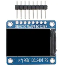 

1.14 Inches TFT Display IPS LCD Display Module ST7789 135 X 240 SPI Full Color 8pin High Definition Screen