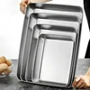 Thicken Stainless Steel Food Storage Tray Rectangular Deep Plates Fruits Bread Cakes Steamed Sausage Dishes Kitchen Cooking Tool 1
