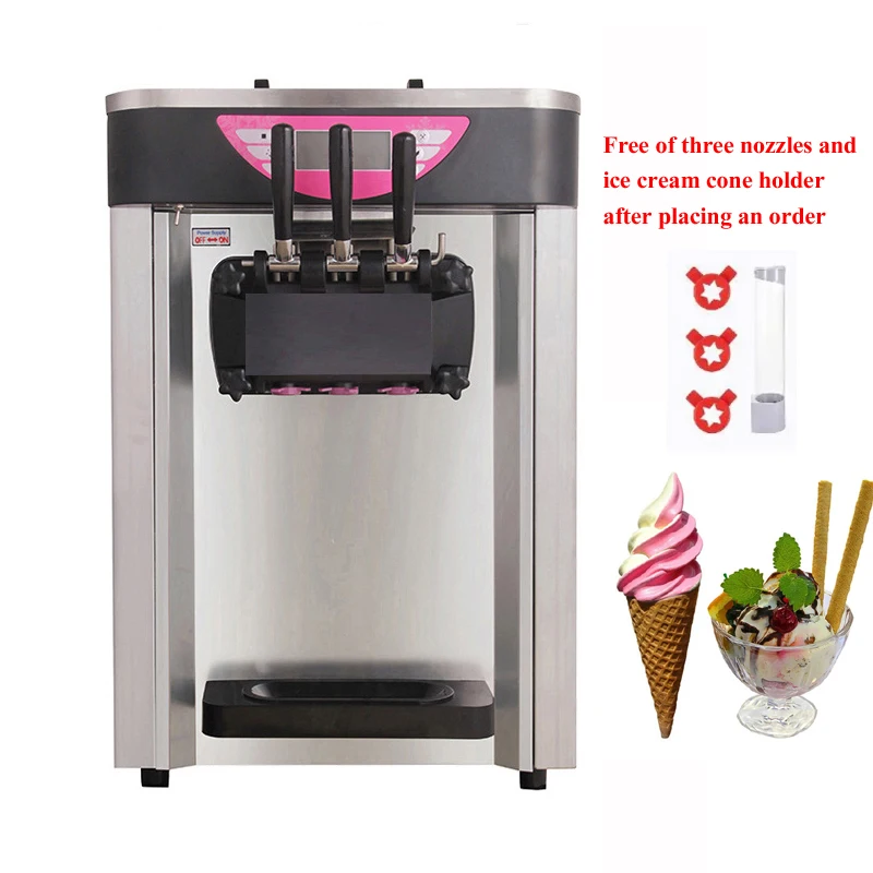 

Commercial Ice Cream Machine For Milk Tea Shop Stainless Steel Soft Ice Cream Maker Desktop 3 Flavors Ice Cream Vending Machine