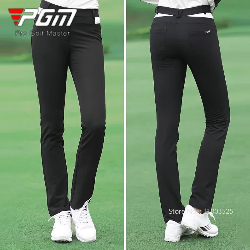 Golf Sports Trousers PGM Winter Elastic Fleece Golf Pants for Women Ladies Slim High Waist Long Trousers Keep Warm Zipper Athletic Pants XS-XL