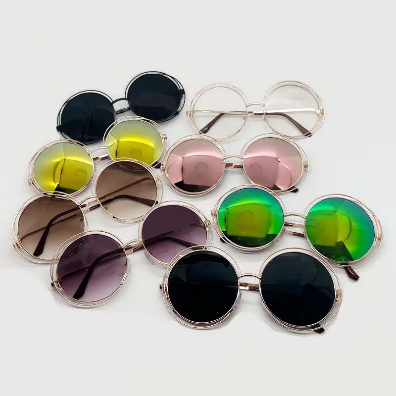 Übergroße Runde Metall Großen Rahmen Sonnenbrille Frauen Luxus Marke Designer Sonnenbrille Männer Vintage Punk Beliebte Brillen UV400 – Detail 1