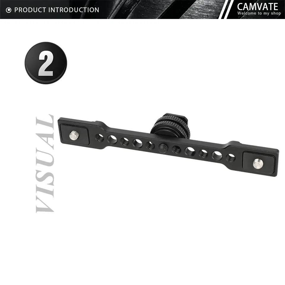Double-ended 1/4"-20 Screw Mount Extension Bracket Cheese Bar Arm with Shoe Adap