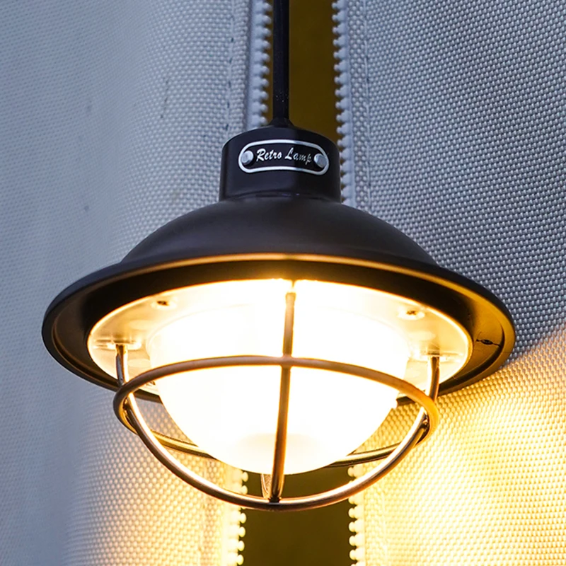 1pc Retro Portable Camping Lanterns Rechargeable Dimmable Tent Light Outdoor Waterproof Flashlight Emergency For Fishing LT066