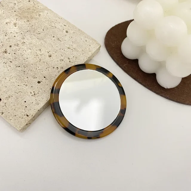 Petit miroir rond en acétate Simple, petit miroir de maquillage à motif zèbre, Mini miroir de maquillage rond Portable, accessoires de voyage 5