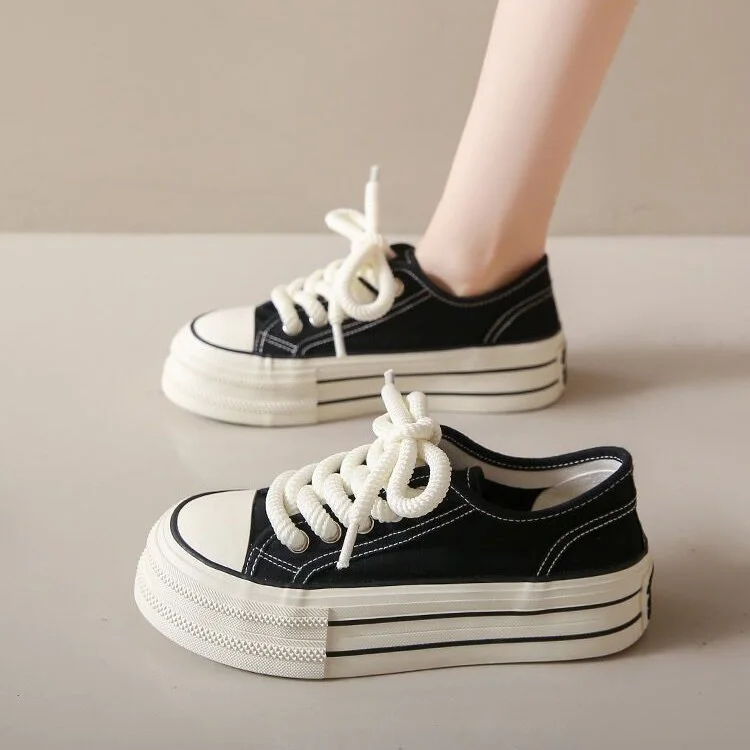 Womens Comfortable Platform Canvas Sneakers