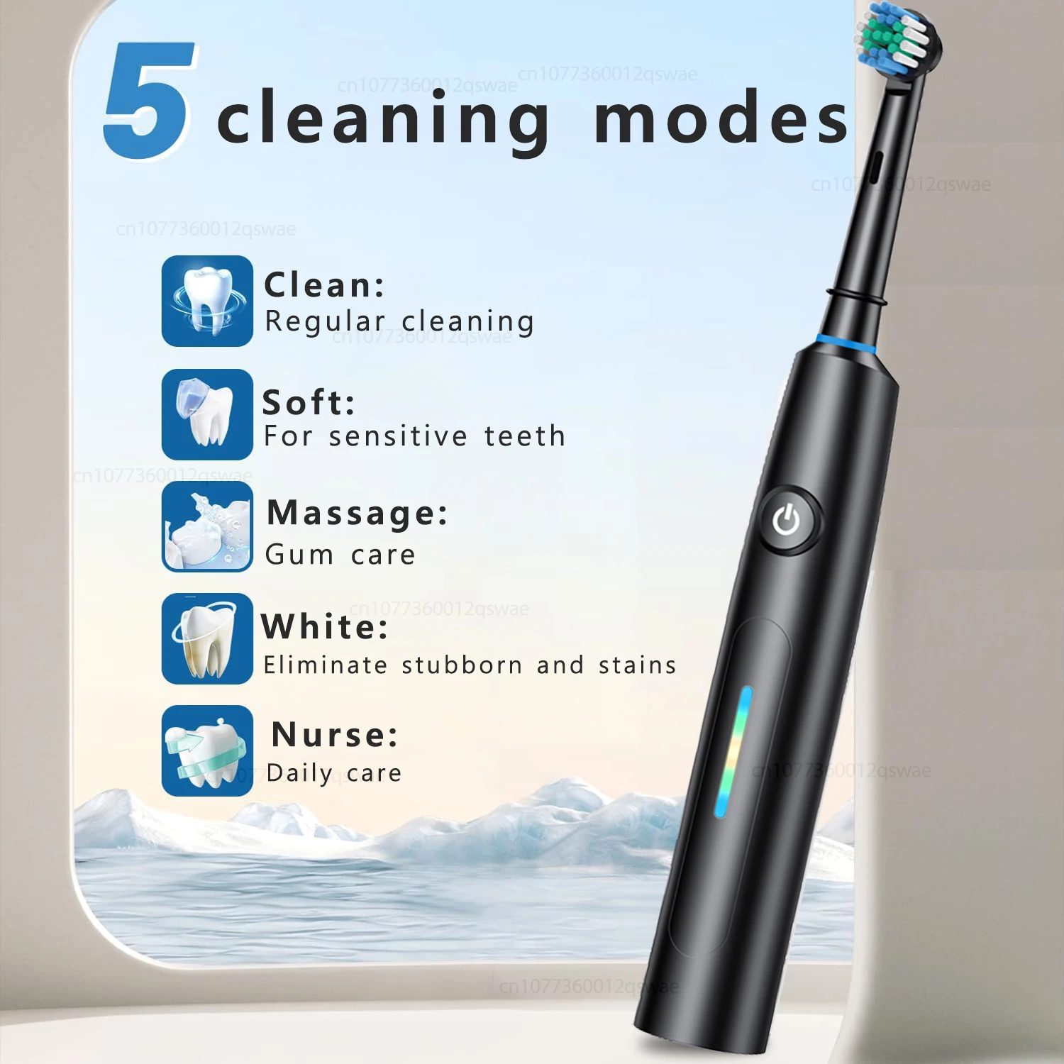 Enhanced Rechargeable Rotating Electric Toothbrush with 8 Brush Heads and Smart Timer