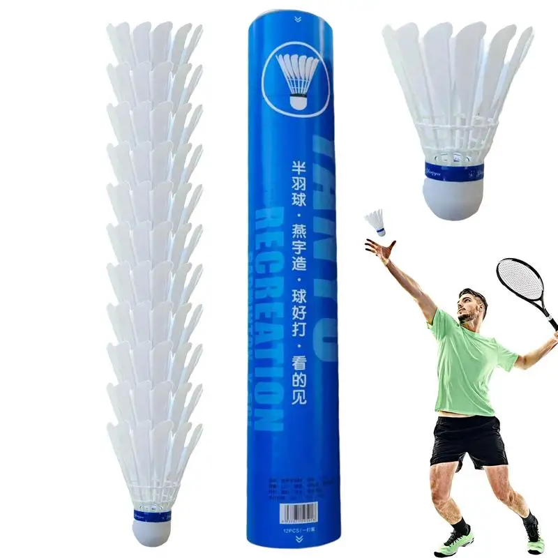 Badminton Shuttlecocks 12pcs High Durability Feather Shuttles Badminton High Stability Shuttlecocks for Beginners