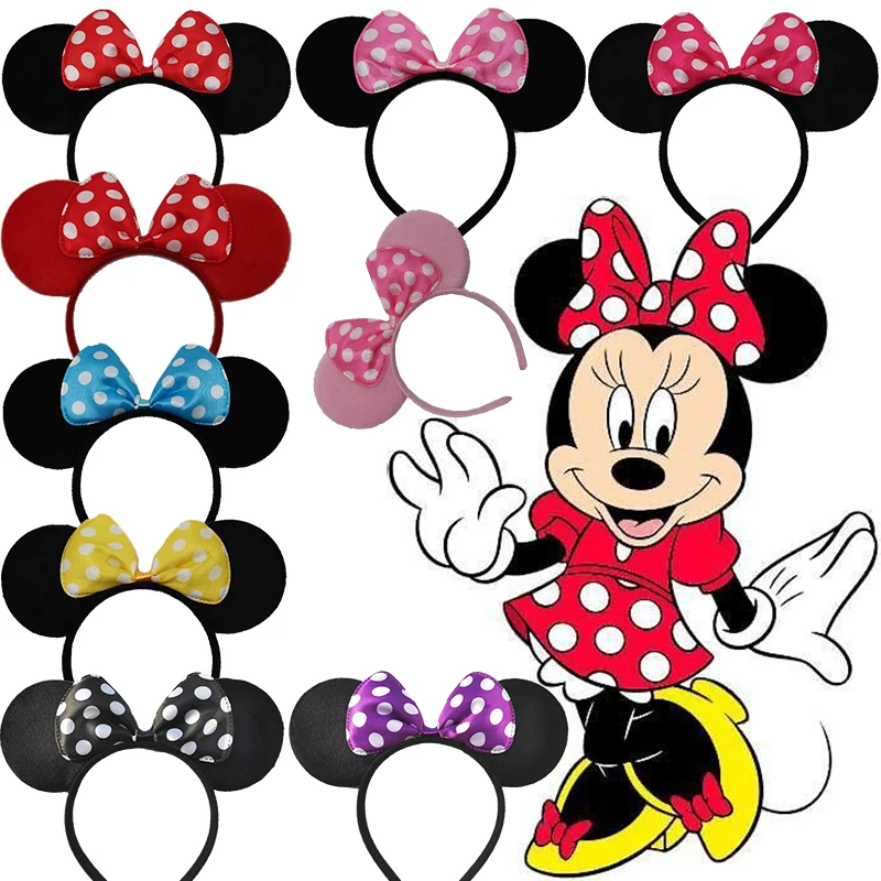 Adorables Serre-têtes Oreilles Minnie Mouse Multicolores à Pois