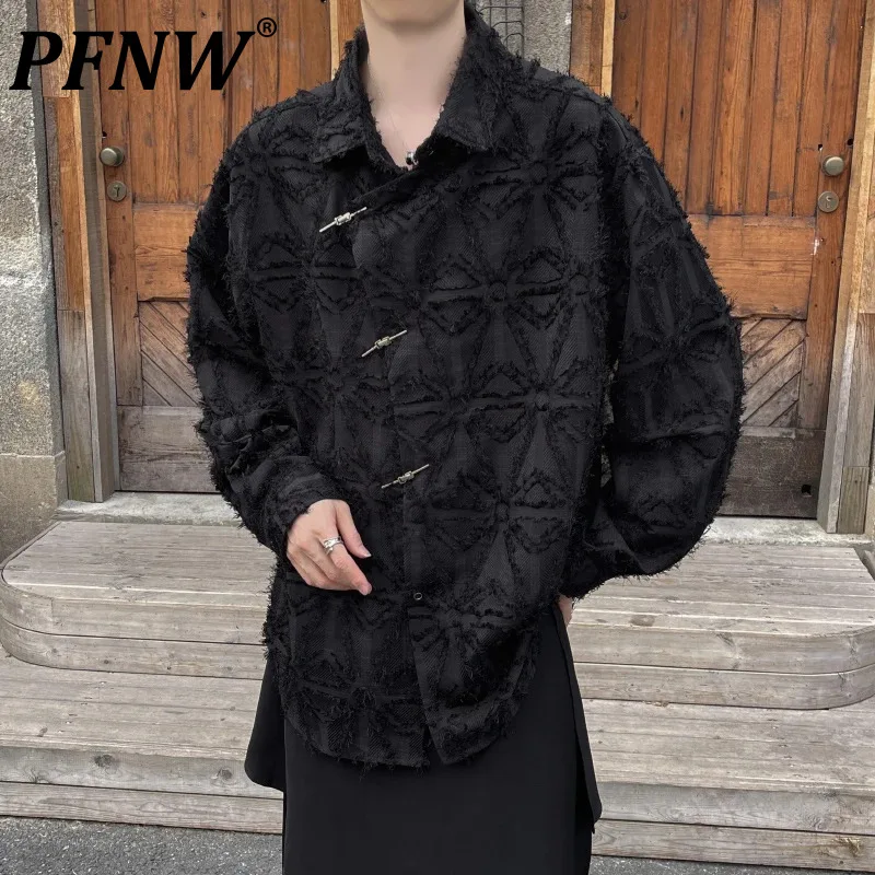 

Мужская рубашка с длинным рукавом, с металлической пряжкой и кисточкой