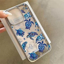 Luxury Sea Turtle Marine Case - Clear Plating Shockproof Design - iPhone 15 Plus (YI - P0072)