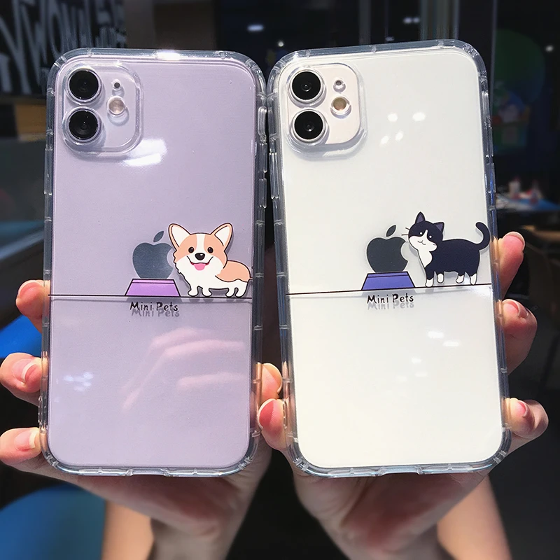 Cute Cartoon Animal Dog Cat Pig Phone Case For iPhone 11 13 Pro MAX XS XR X 12 Mini 7 8 PlusClear Soft TPU Shockproof Back Cover phone cases for iphone 11 Pro Max 