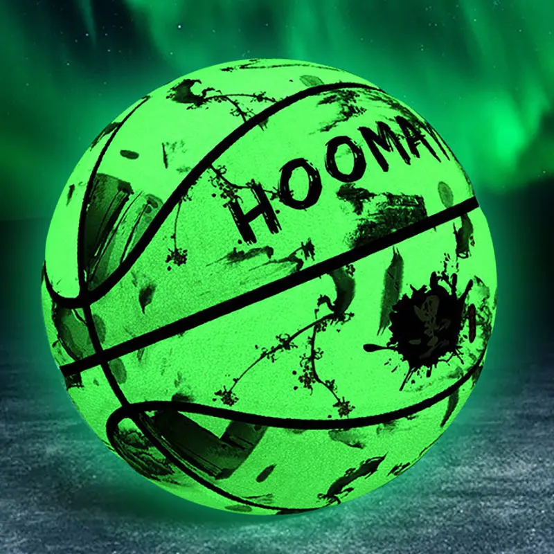 

PU Glow In Dark Basketball Fluorescent Bright After Sun Shine Streetball Classic Size 7 Luminous Glowing Basketball Balls