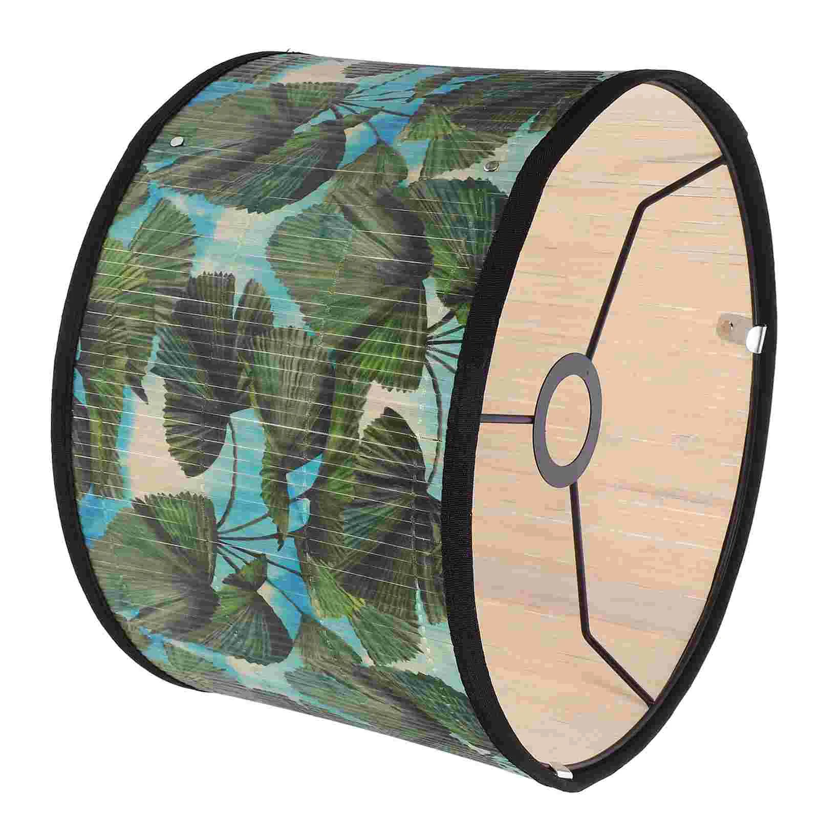 

Drum Bamboo Lampshade Leaves Printed Lamp Cover Drum Lampshade Lamp Accessories