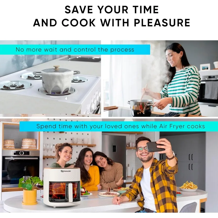 Glass Air Fryer 4.5 Quart NonToxic Basket for OilFree Frying Baking and Roasting in Home Kitchens LED Touch Panel Control with 5 küchexyz.de description