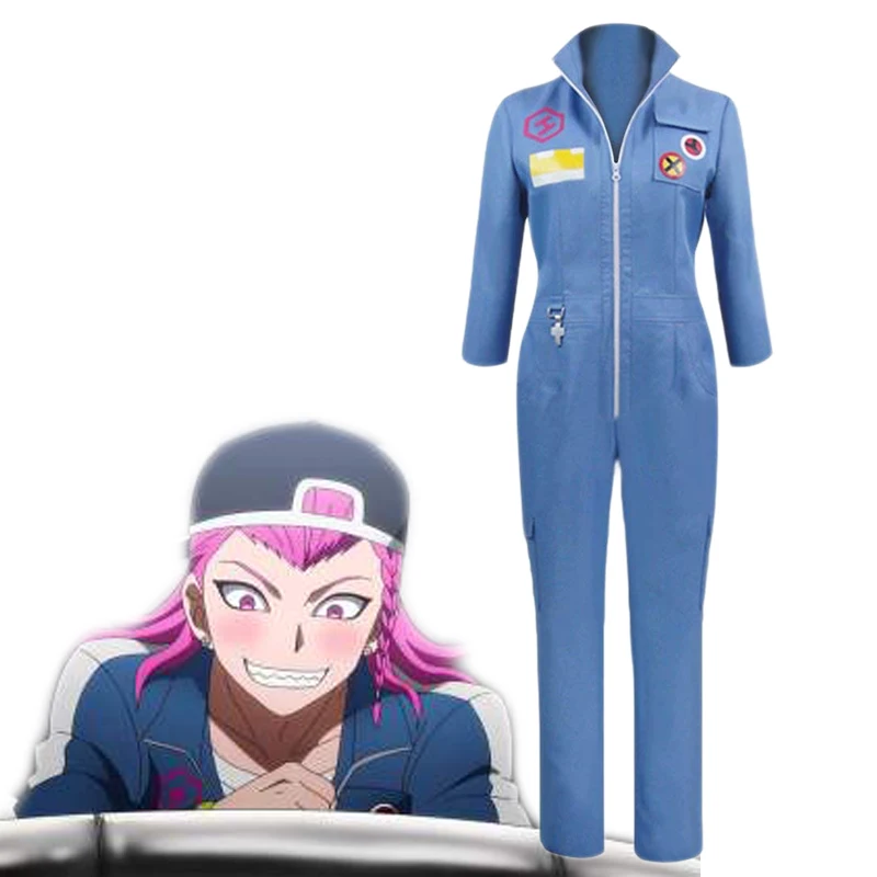 

Anime Cosplay Super DanganRonpa2 Kazuichi Souda Uniform Blue Jumpsuit For Woman