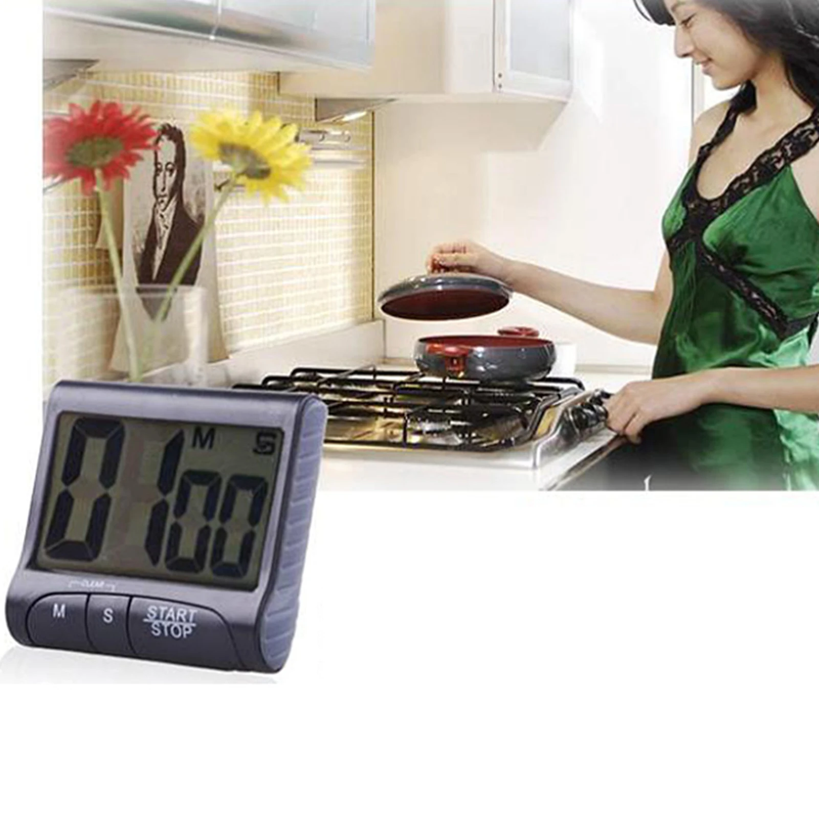 Timer Da Cucina Digitale Con Ampio Display E Allarme Forte, Multifunzione Con Retro Magnetico E Supporto Da Tavolo, Per Cottura, Studio, Sport, Palestra, Bianco