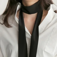 5X190CM Women Narrow Long Scarf 190x5cm Solid Color Chiffon Silk Rubber Red Tie Black Bag Ribbon Headbands Choker Streamer 1
