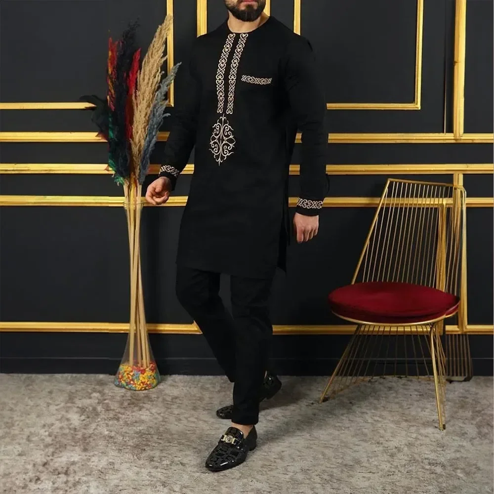 2024 New Fashion Trend Leisure Set Gorgeous Noble National Style Printing Design Luxury Goods Men Clothing