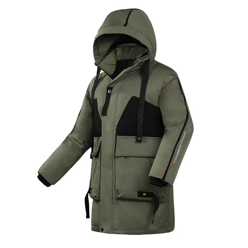 2022 New Hooded Down Jacket Mid-length Youth Student Trend Warm and Thick White Duck Down Men's Jacket Winter Male Down Jacket