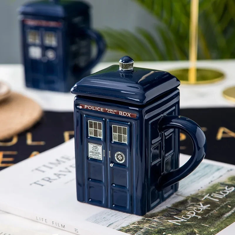 Doctor Who Tardis Creative Police Box Mug Funny Ceramic Coffee Tea Cup With Spoon Gift