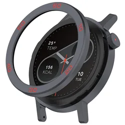 Enhanced Metal Bezel Ring with Tempered Glass Film for CMF Watch Pro2 (Gray red)