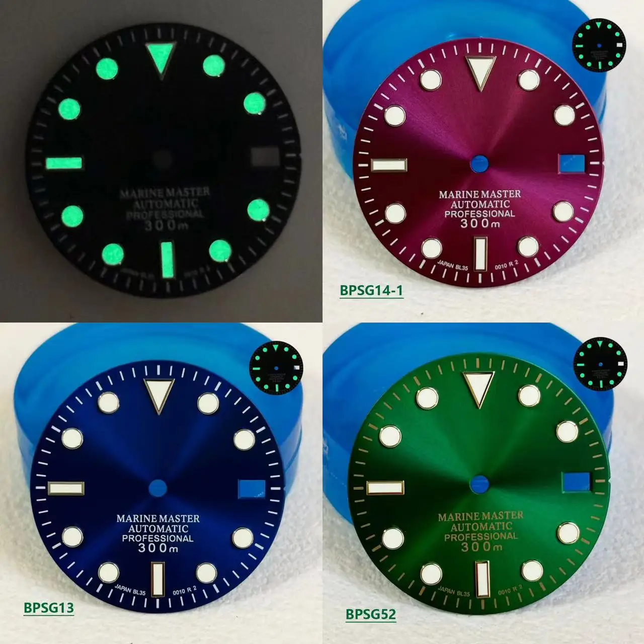 28.5mm SUB s dia Green Glow Single calendar Green Black Blue nh dial 35 dial automatic movement 29mm Hot Selling s